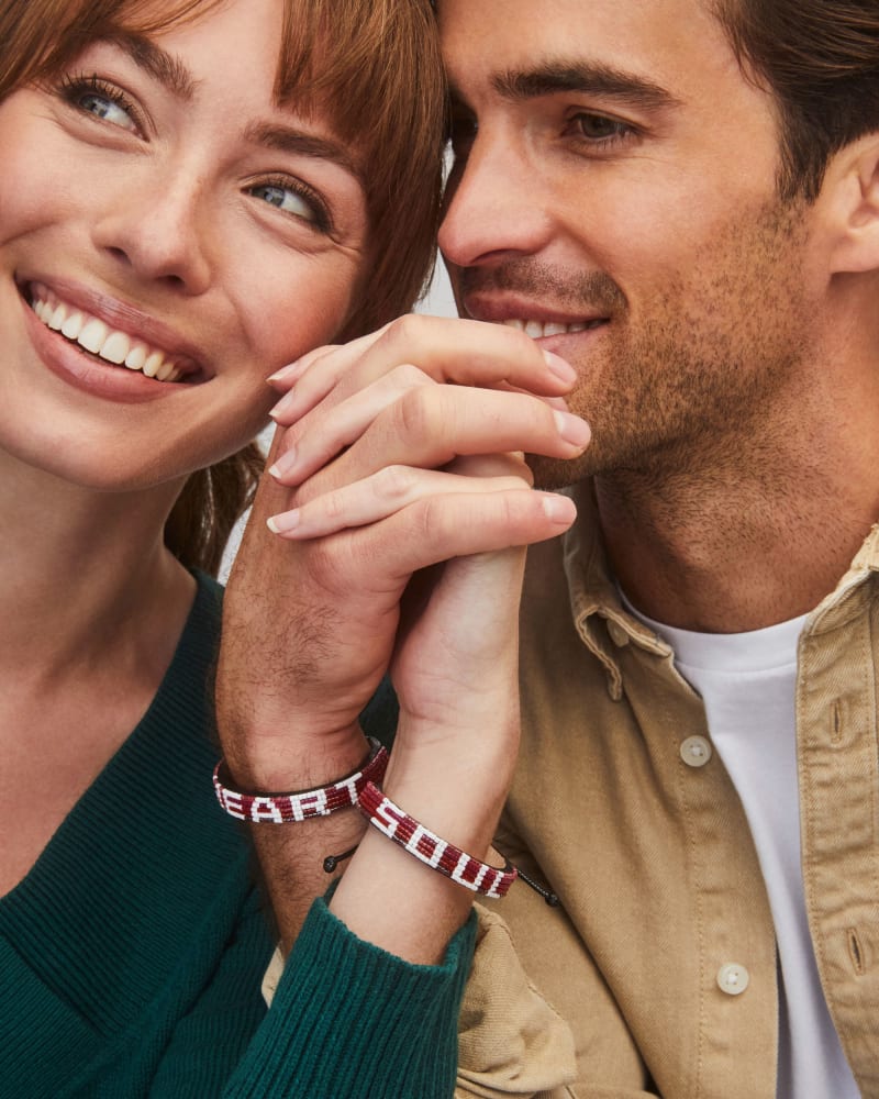 Heart & Soul Beaded Friendship Bracelets Set of 2 in Red Ombre Mix image number 1