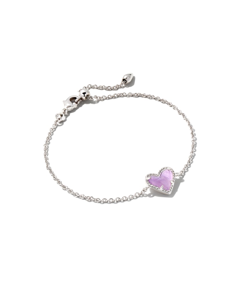 Ari Heart Silver Chain Bracelet in Amethyst
