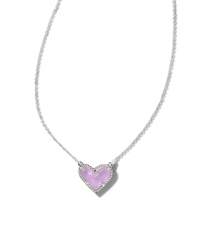 Ari Heart Silver Pendant Necklace in Amethyst image number 0