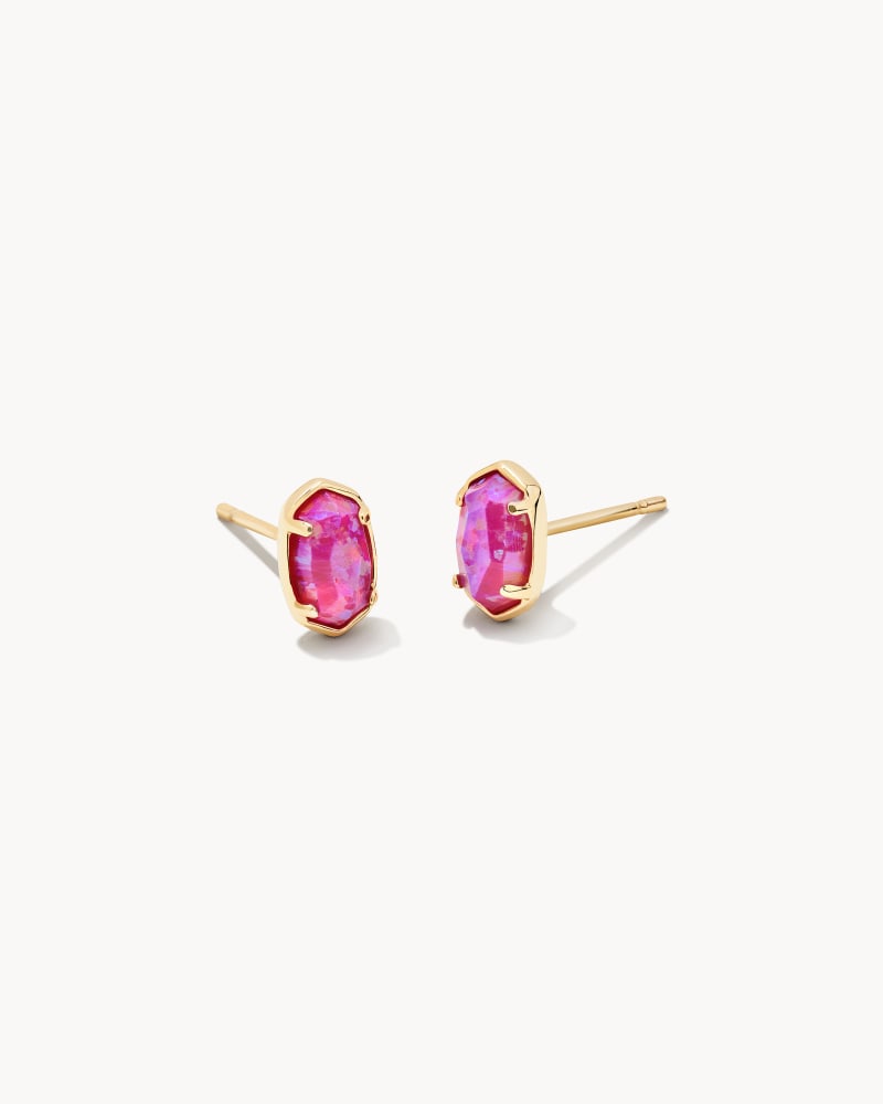 Emilie Gold Stud Earrings in Plum Kyocera Opal image number 0
