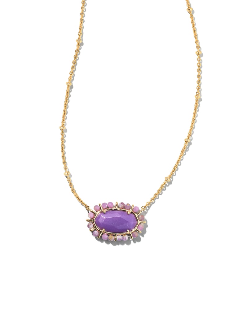 Beaded Elisa Gold Pendant Necklace in Lilac Phosphate image number 0