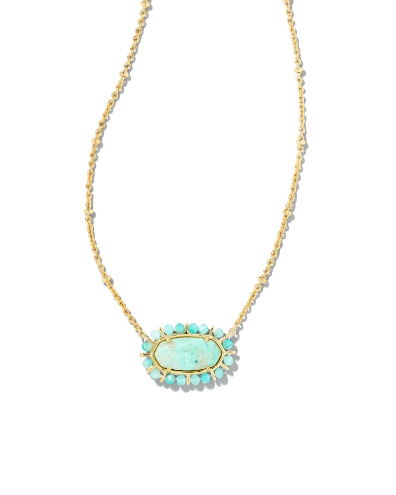 Beaded Elisa Gold Pendant Necklace in Sea Green Chrysocolla image number 0