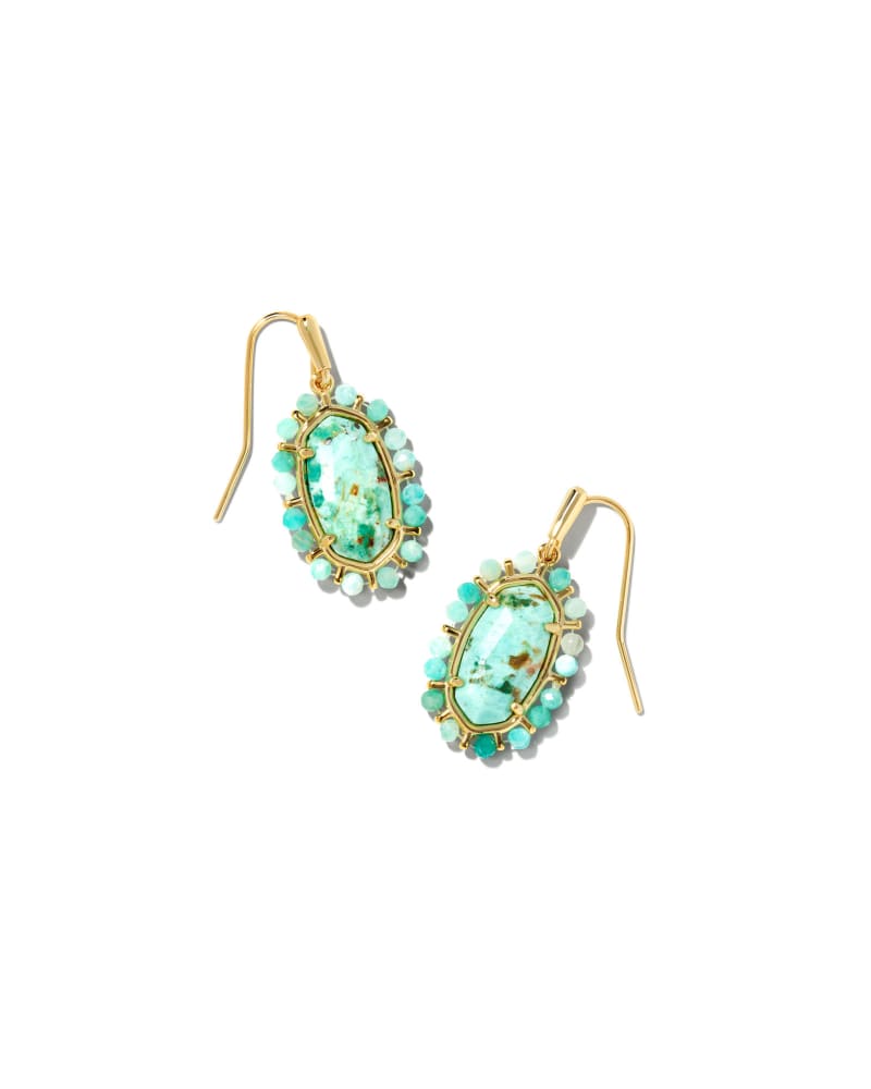 Beaded Lee Gold Drop Earrings in Sea Green Chrysocolla image number 0