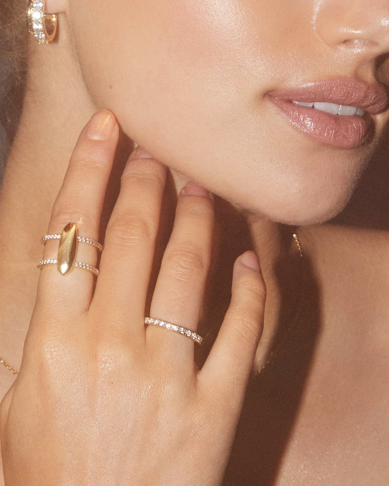Abra Gold Double Band Ring in White Crystal image number 1