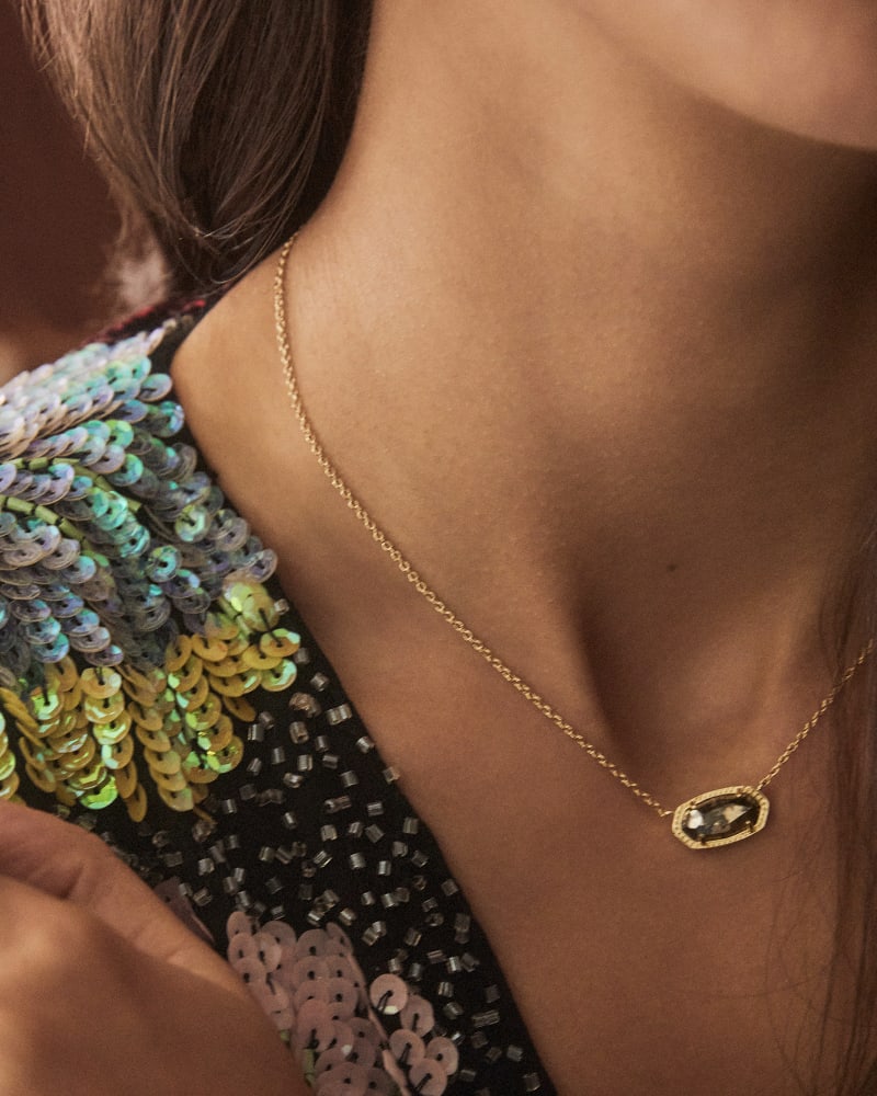 Elisa Gold Pendant Necklace in Black Pyrite image number 1
