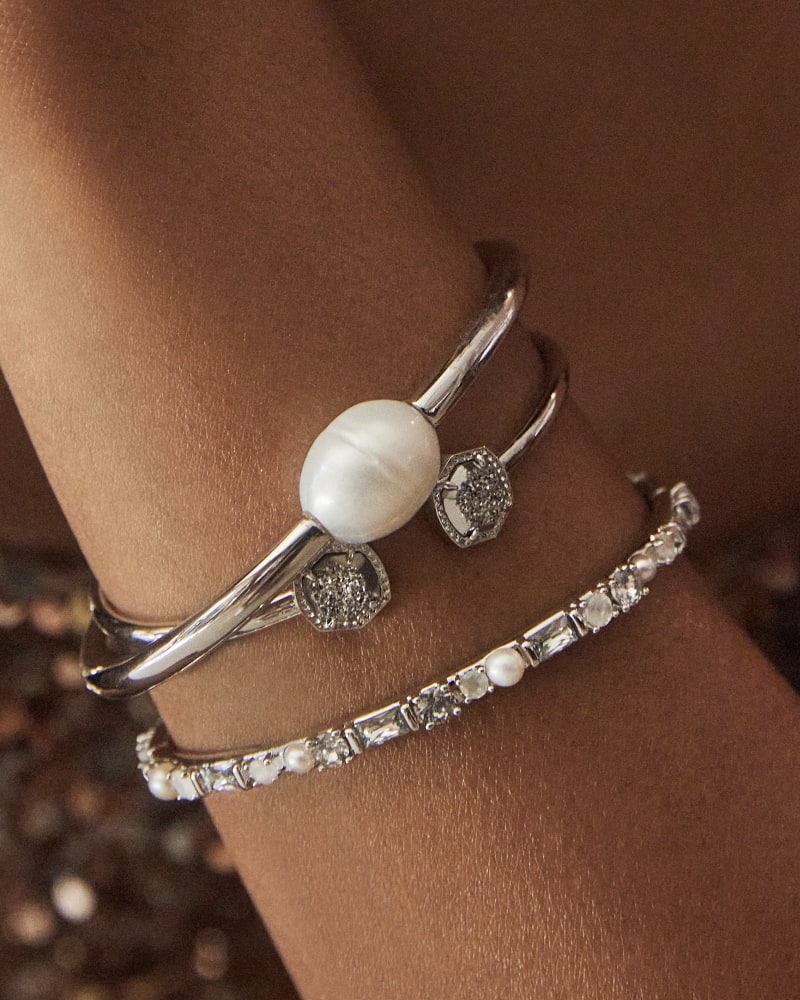 Madelyn Silver Bangle Bracelet in White Mix image number 1