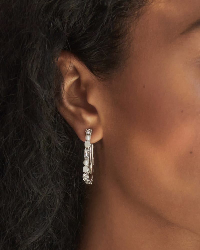 Madelyn Silver Hoop Earrings in White Mix | Kendra Scott