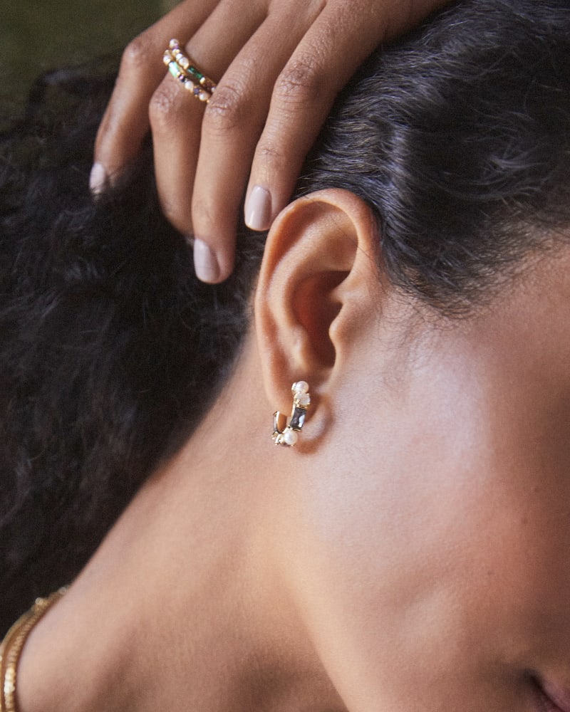 Madelyn Gold Huggie Earrings in Neutral Mix image number 1