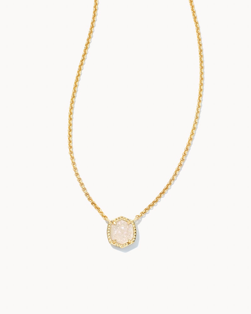 Davie Gold Pendant Necklace in Iridescent Drusy image number 0