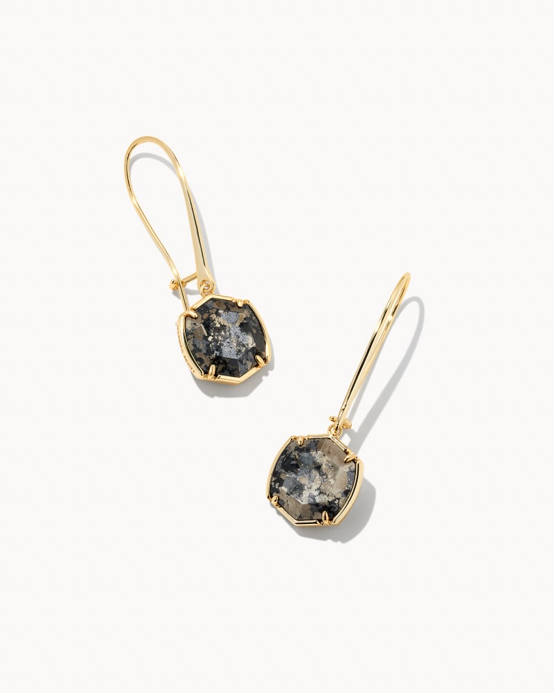 Davis Gold Drop Earrings in Black Pyrite image number 0