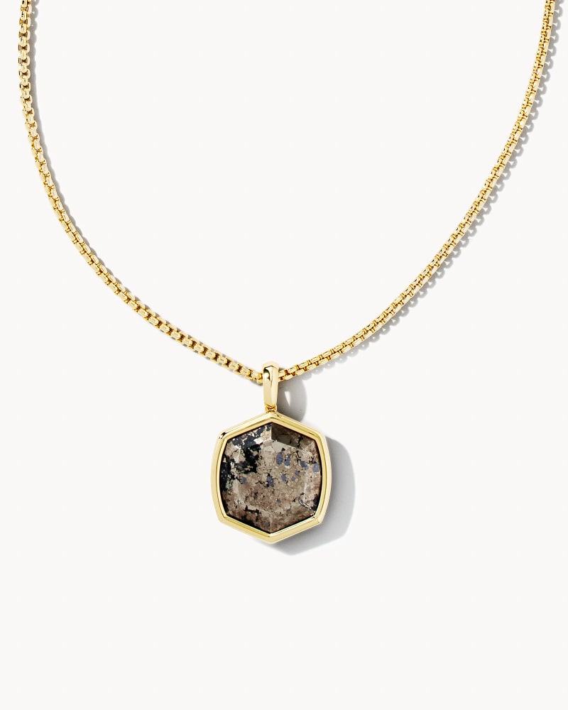 Davis Gold Long Pendant Necklace in Black Pyrite image number 0
