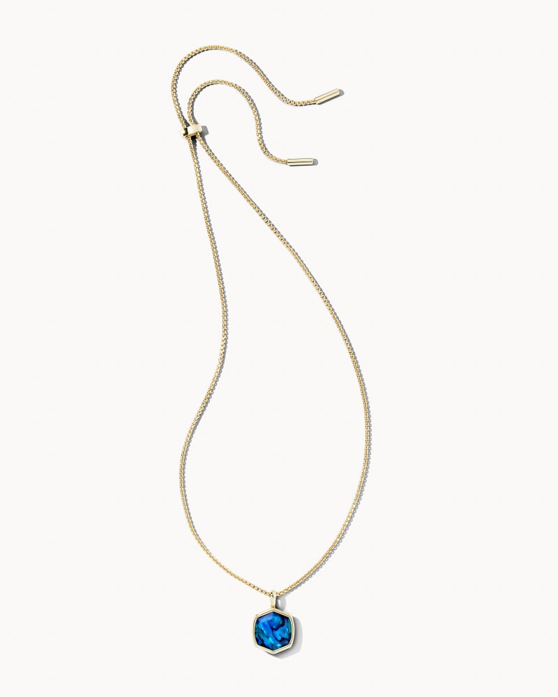 Davis Gold Long Pendant Necklace in Navy Abalone image number 3