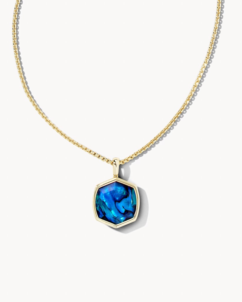 Davis Gold Long Pendant Necklace in Navy Abalone image number 0