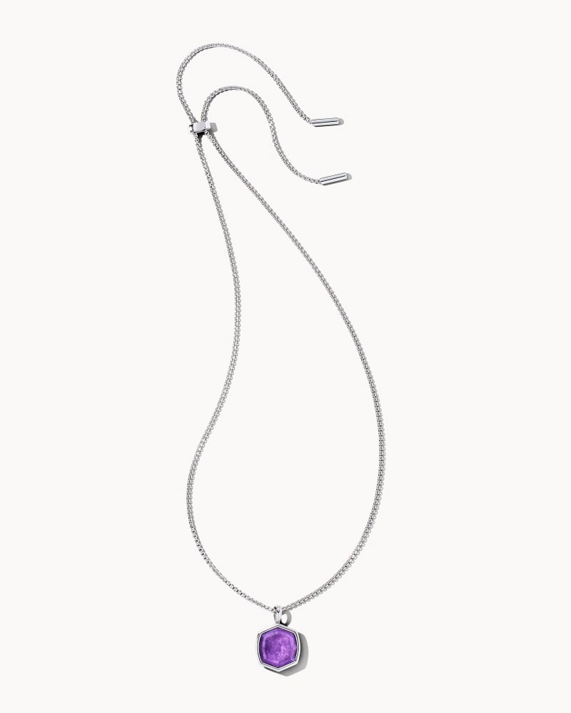 Davis Silver Long Pendant Necklace in Purple Mica image number 3