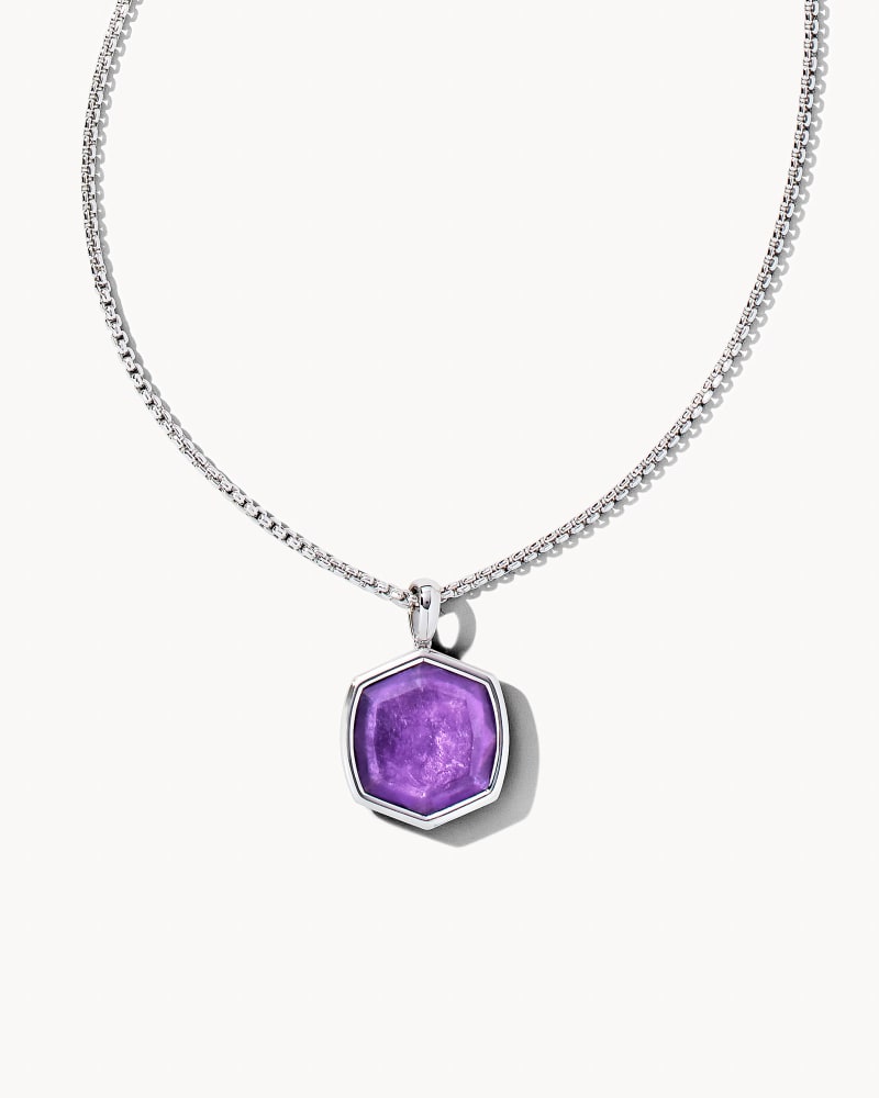 Davis Silver Long Pendant Necklace in Purple Mica image number 0