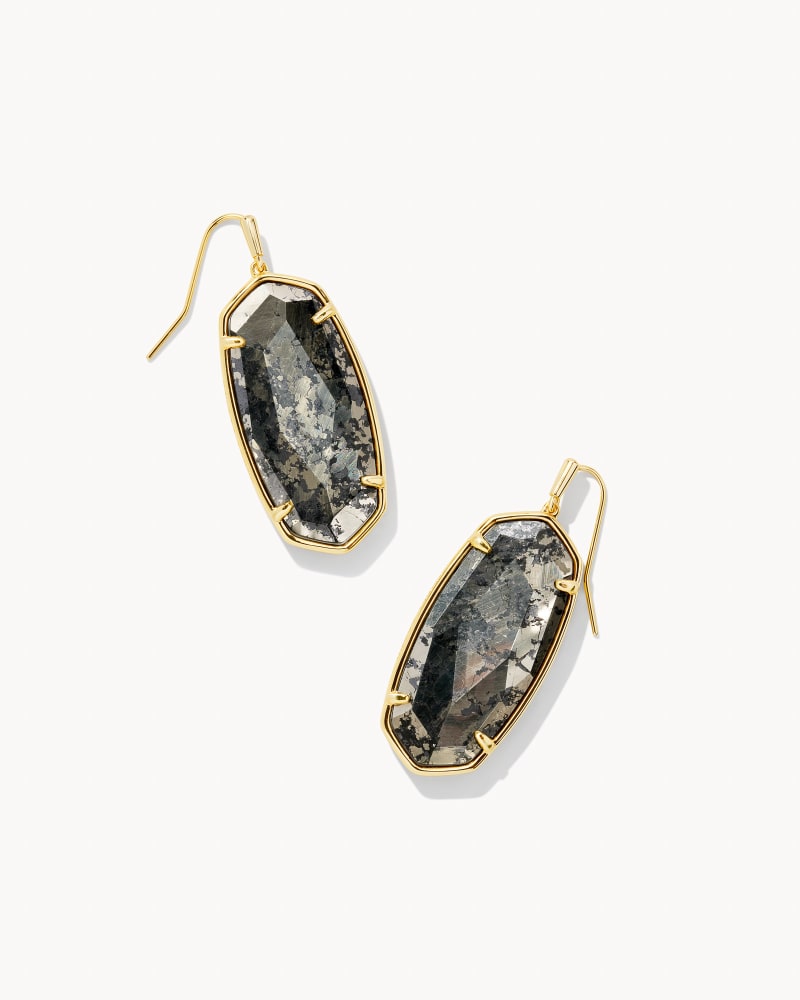 Faceted Elle Gold Drop Earrings in Black Pyrite image number 0