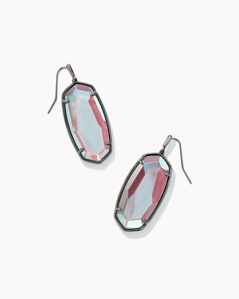 Faceted Elle Gunmetal Drop Earrings in Gray Dichroic Glass image number 0