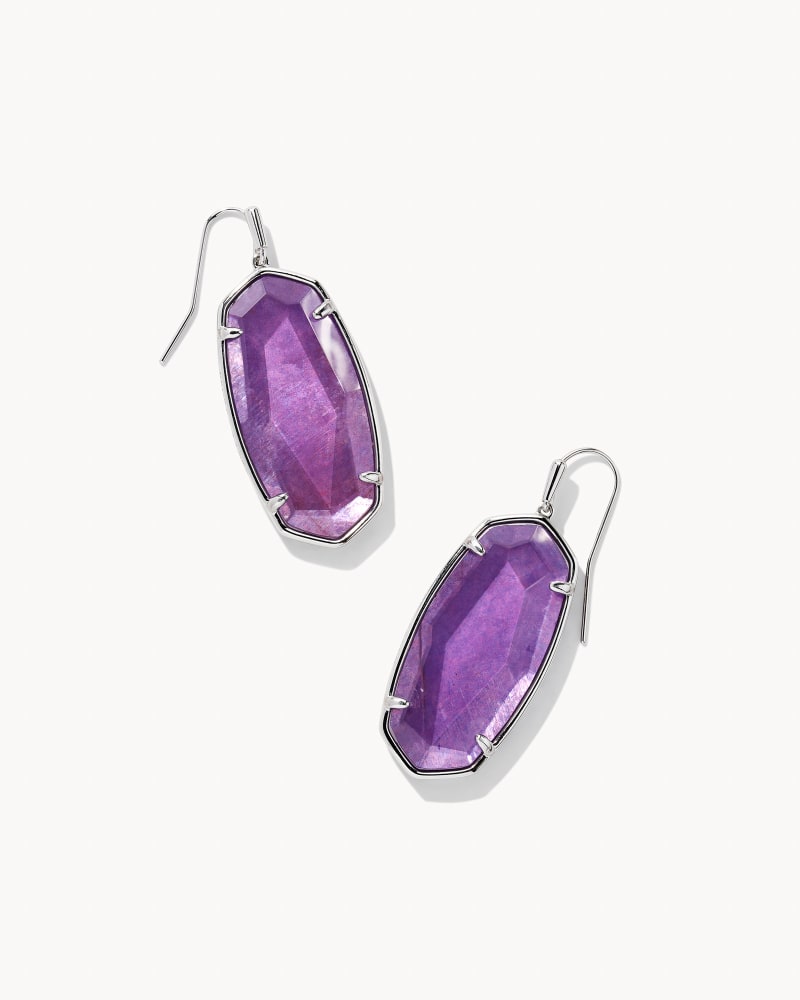 Faceted Elle Silver Drop Earrings in Purple Mica image number 0