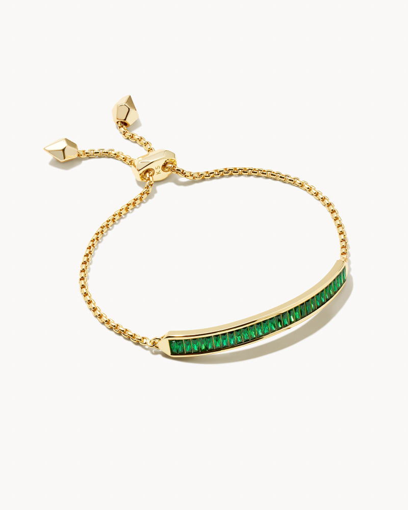 Jack Adjustable Gold Chain Bracelet in Green Crystal image number 0