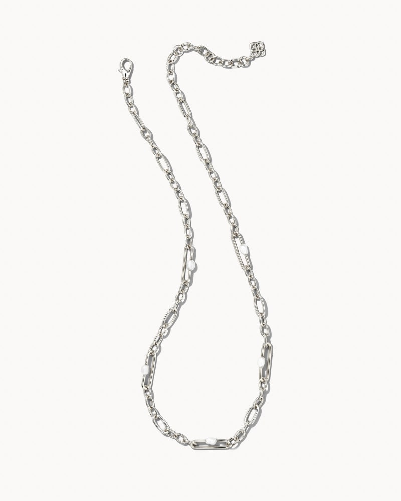 Lindsay Silver Chain Necklace in White Pearl image number 0
