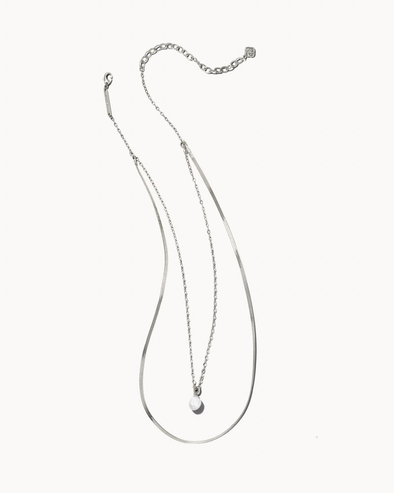 Lindsay Silver Multi Strand Necklace in White Pearl image number 0