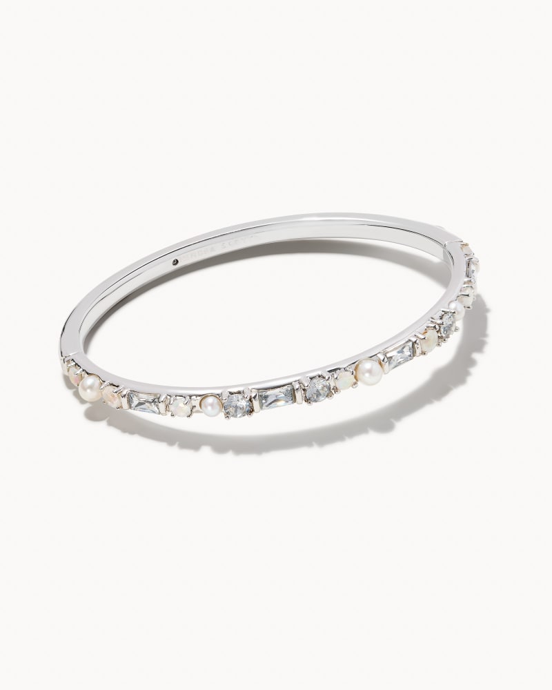 Madelyn Silver Bangle Bracelet in White Mix image number 0