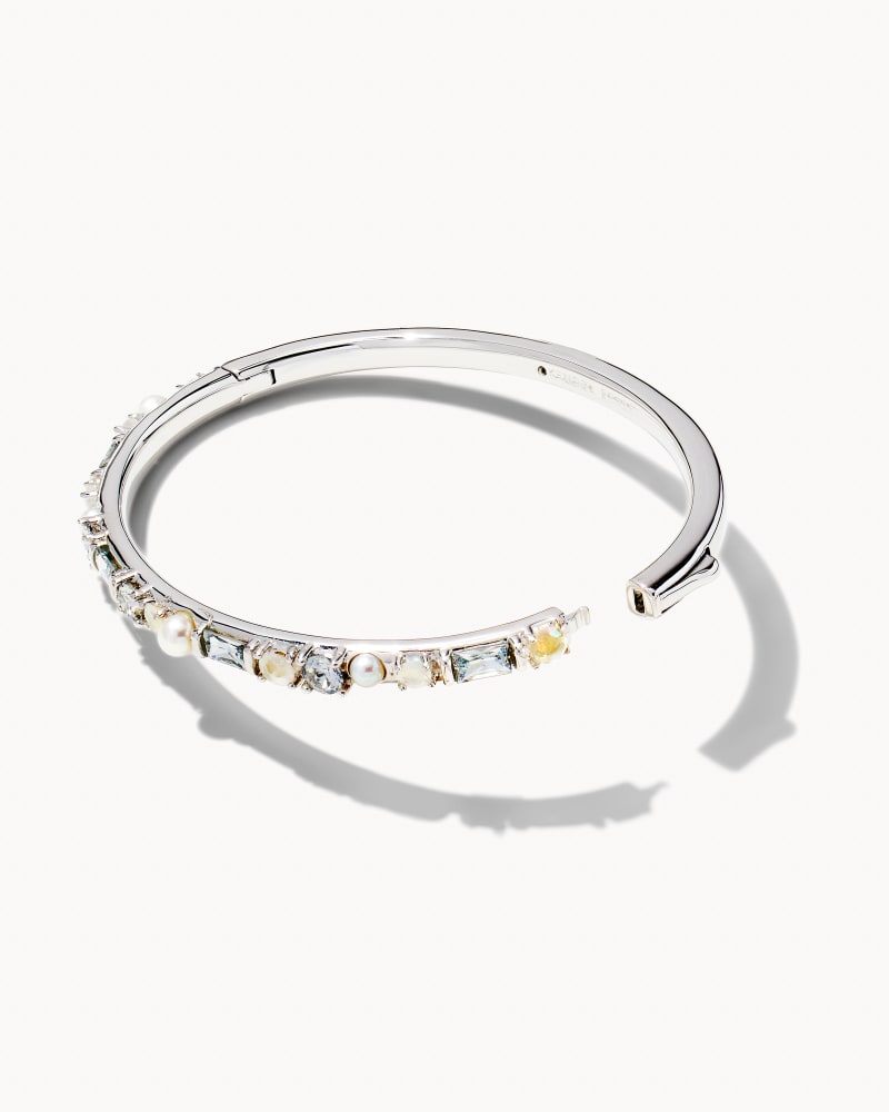 Madelyn Silver Bangle Bracelet in White Mix image number 2