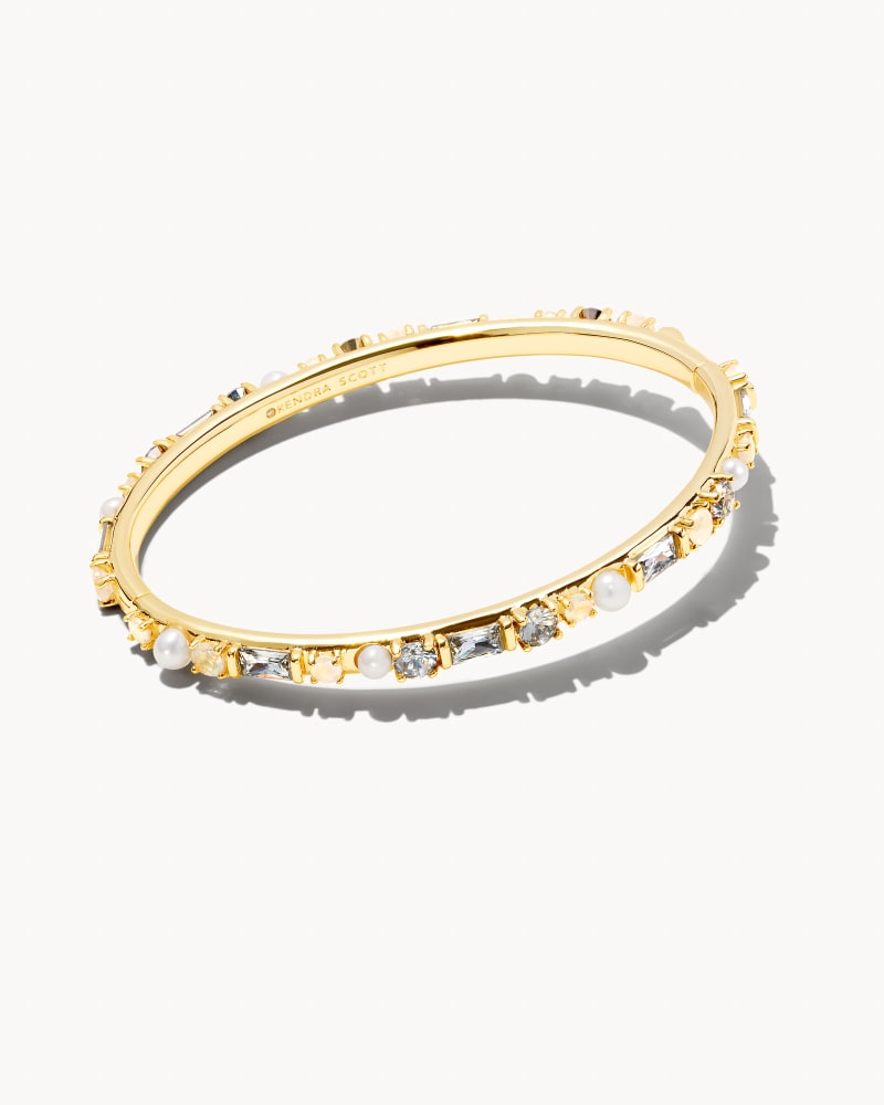 Madelyn Gold Full Bangle Bracelet in White Mix image number 0