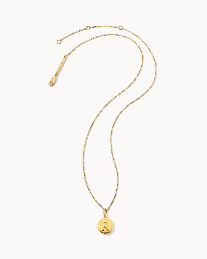 Letter R Coin Pendant Necklace in 18k Gold Vermeil image number 0
