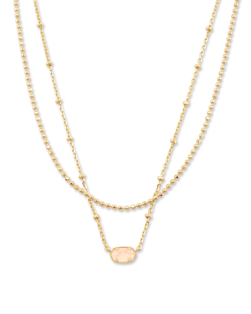 Emilie Gold Multi Strand Necklace in Rose Quartz image number 0