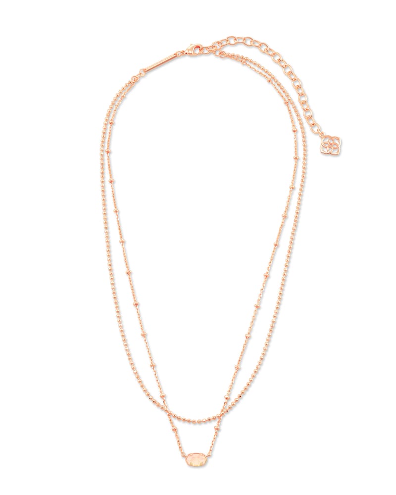 Emilie Rose Gold Multi Strand Necklace in Rose Quartz image number 1