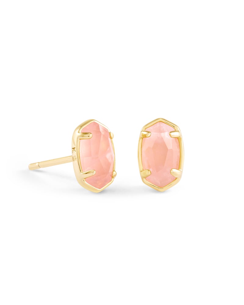 Emilie Gold Stud Earrings in Rose Quartz image number 0