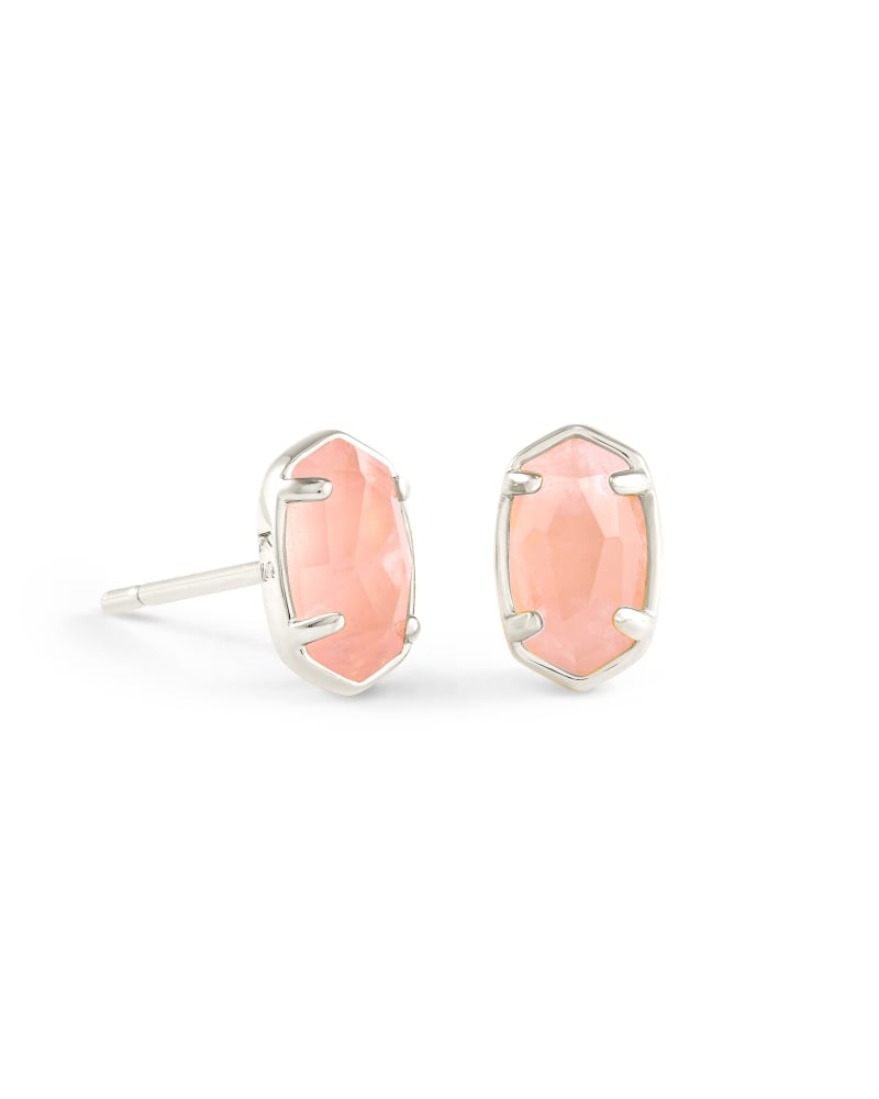 14K Gold or Rhodium Plated Rose Stud Earrings with Crystals Rose Gold 14K Gold or Rhodium Plated Rose Stud Earrings with Crystals Rose Gold