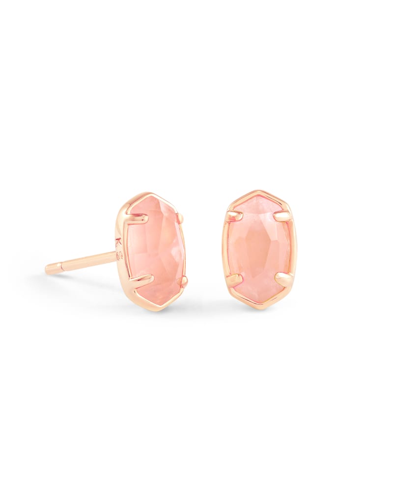 Emilie Rose Gold Stud Earrings in Rose Quartz image number 0