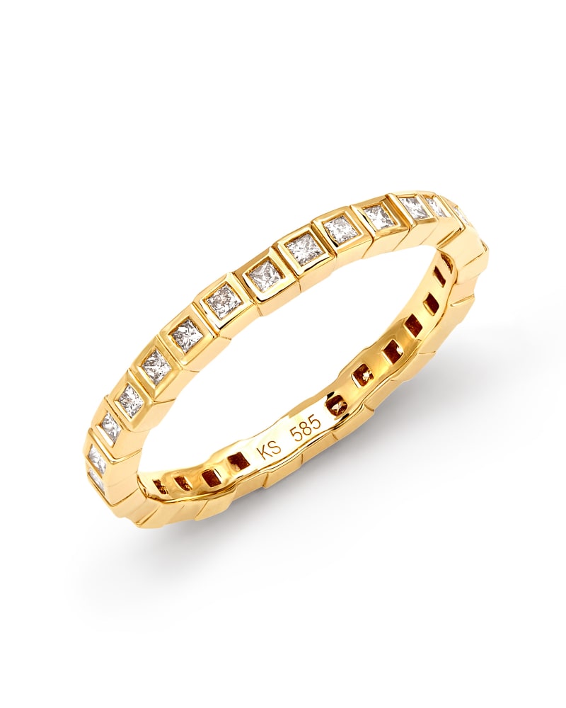 Bowen 14k Yellow Gold Band Ring in White Diamond image number 2