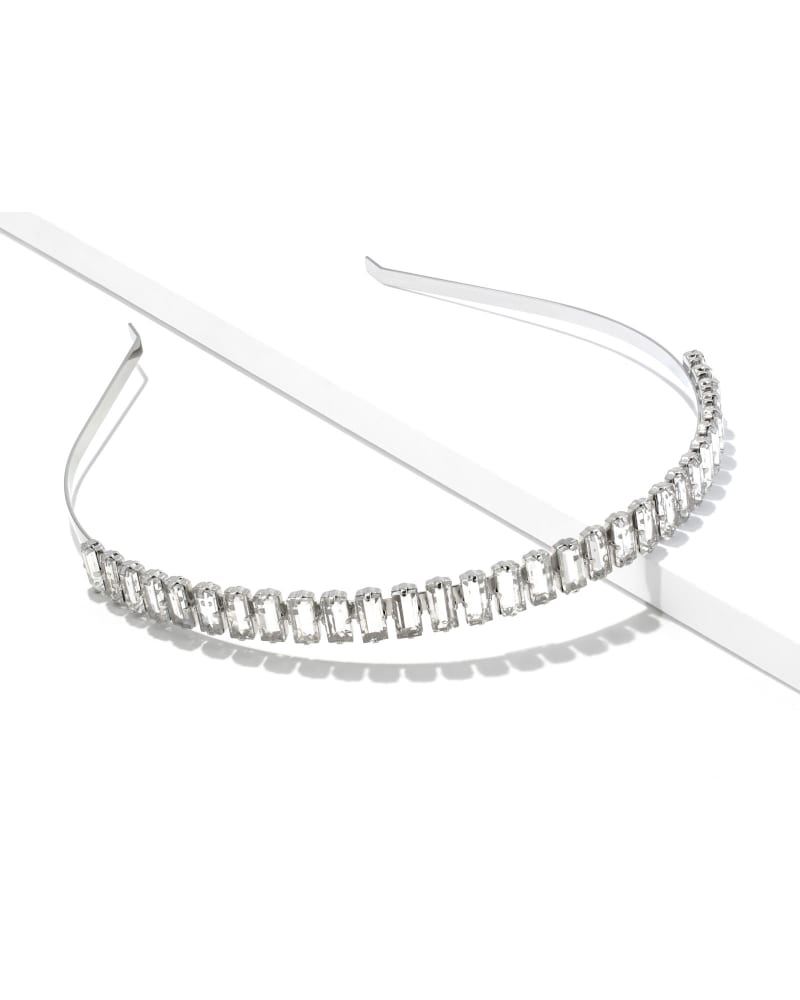 Crystal Baguette Headband in Silver image number 0
