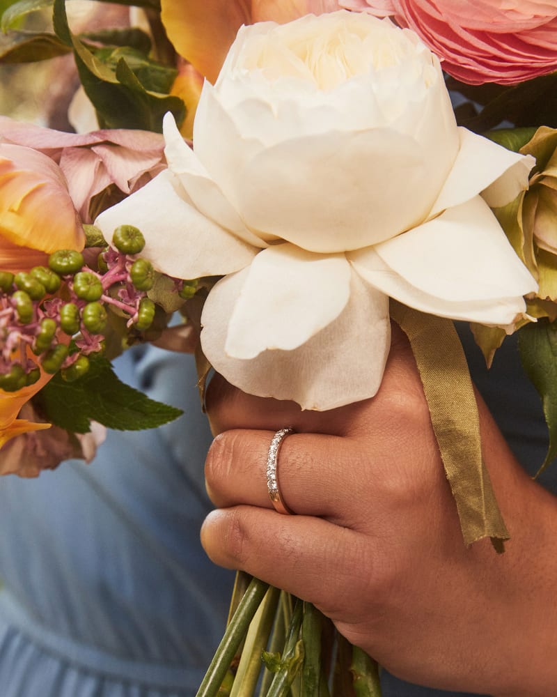 Raleigh 14k Yellow Gold Band Ring in White Diamond image number 2