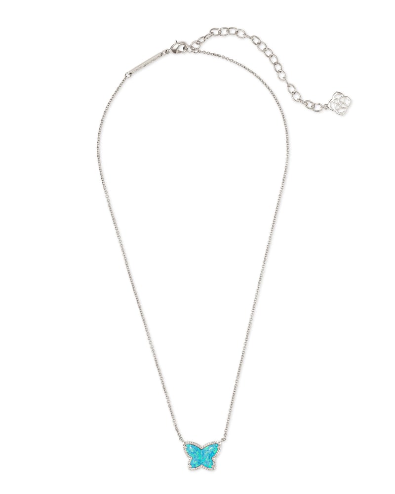Lillia Butterfly Silver Pendant Necklace in Turquoise Kyocera Opal image number 2