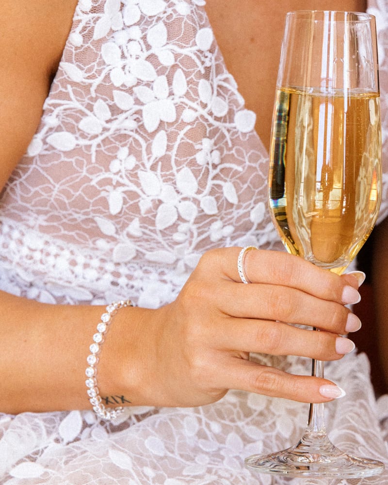 Kate Gold Band Ring in White Crystal image number 3