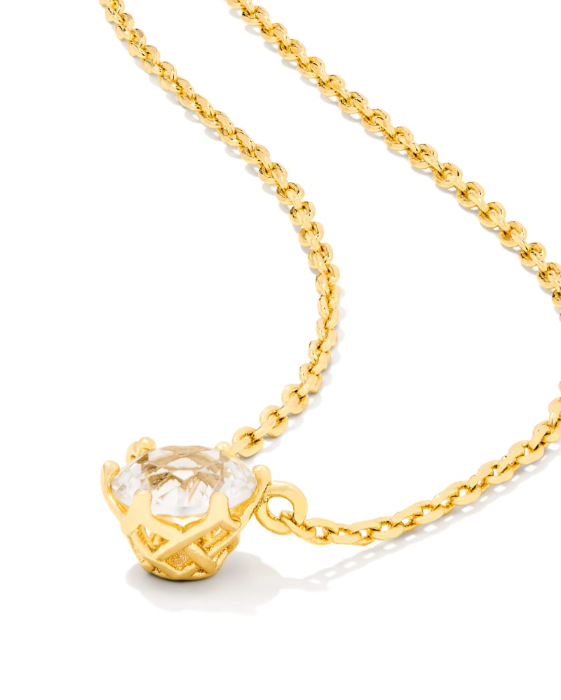 Jackie Gold Pendant Necklace in White Crystal image number 3