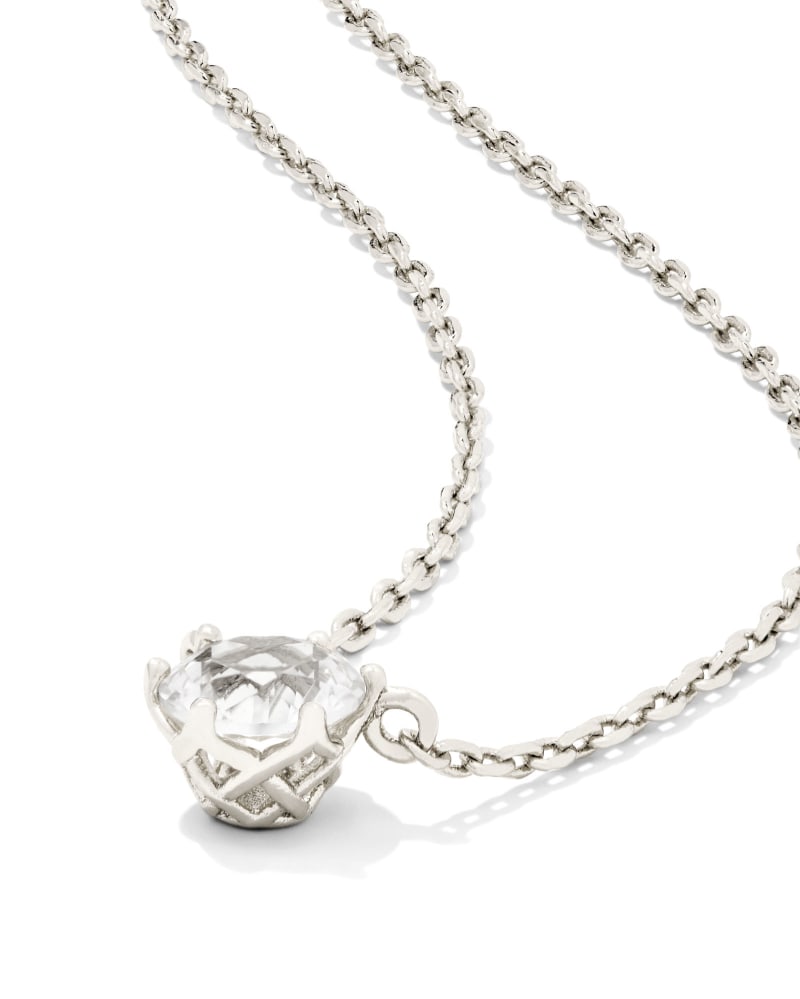 Jackie Bright Silver Pendant Necklace in White Crystal image number 1