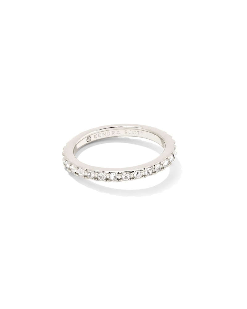 Kate Bright Silver Band Ring in White Crystal image number 0