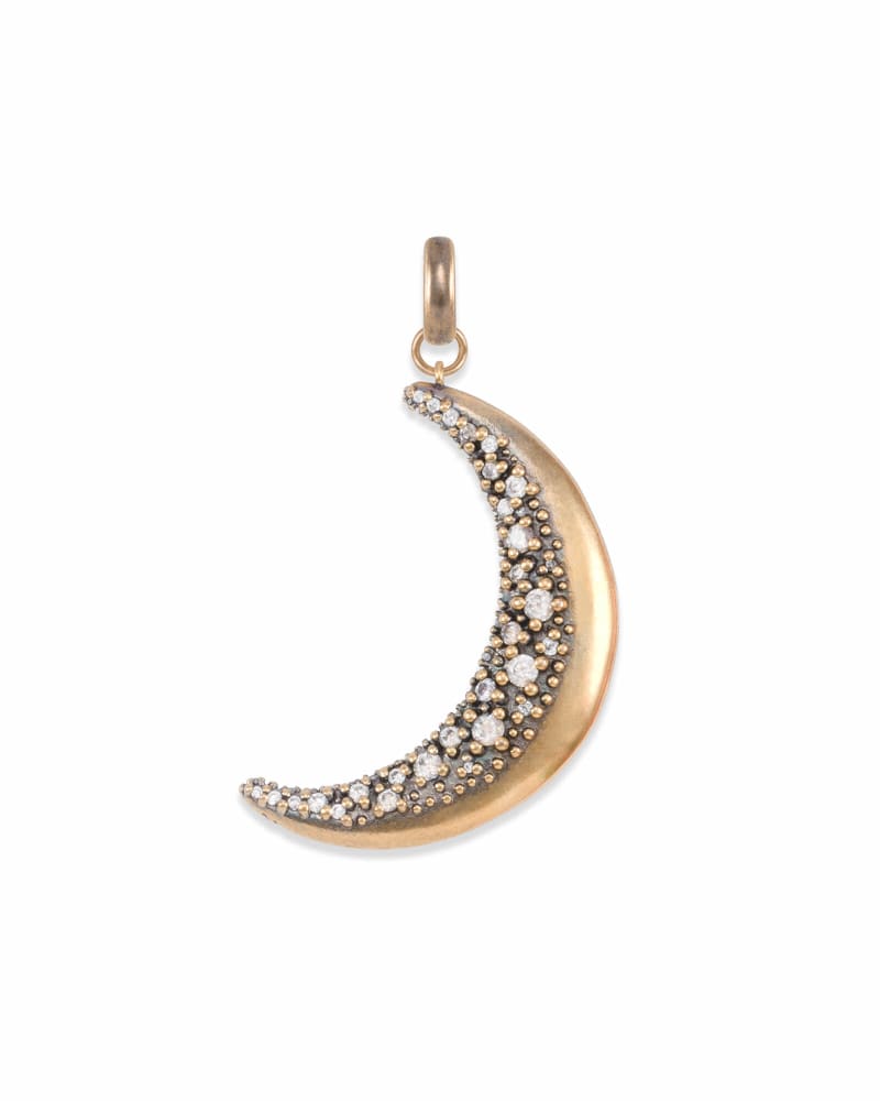 Large Crescent Moon Charm in Vintage Gold image number 2