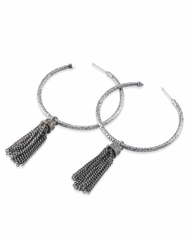 Tassel Charm Hoop Earrings Set in Vintage Silver image number 1