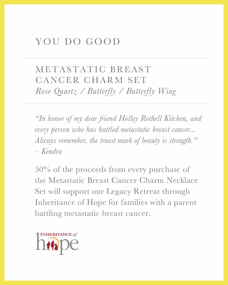Metastatic Breast Cancer Charm Necklace Set in Gold image number 1