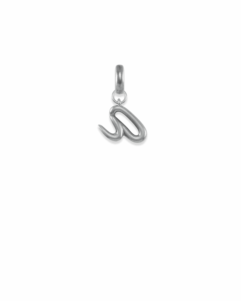 Letter A Charm in Vintage Silver 