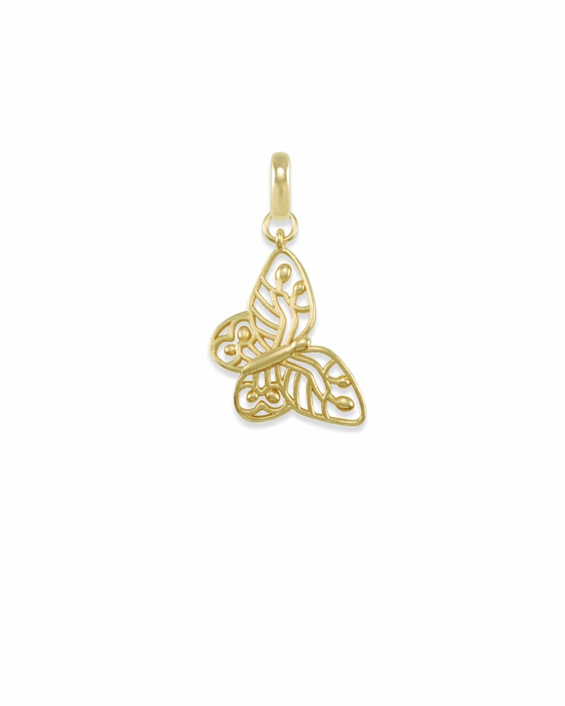 Breast Cancer Butterfly Charm in Gold image number 1