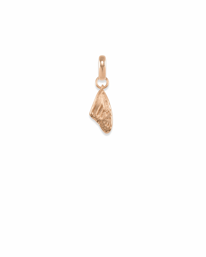 Breast Cancer Butterfly Wing Charm in Rose Gold