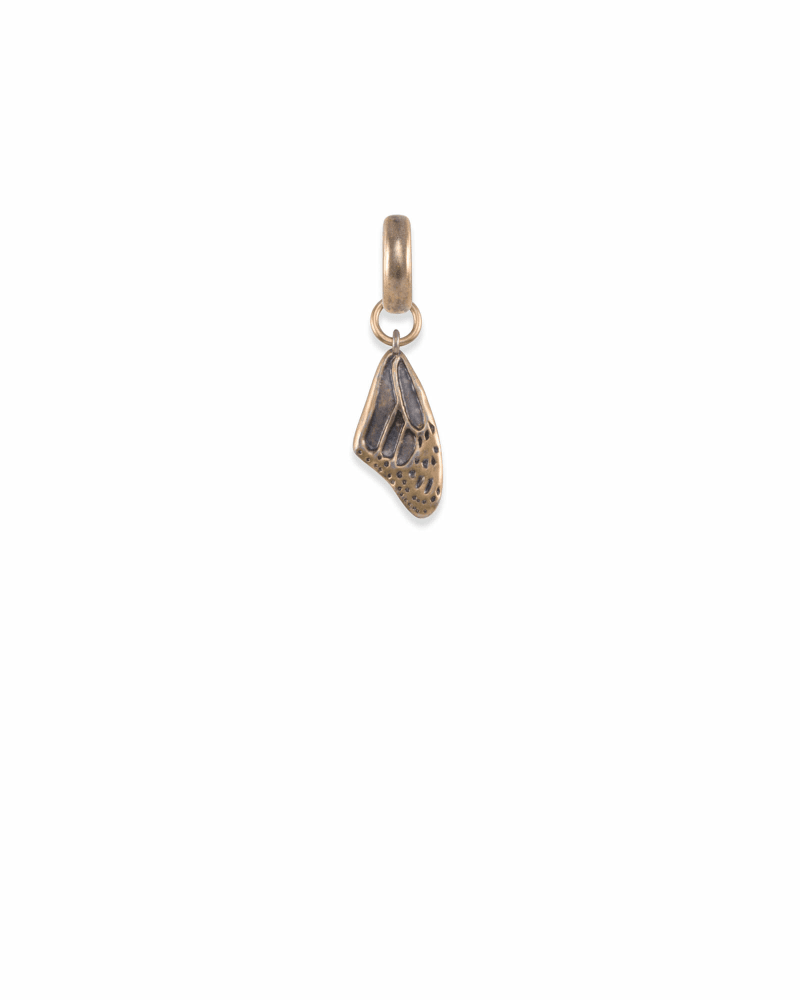 Breast Cancer Butterfly Wing Charm in Vintage Gold image number 1