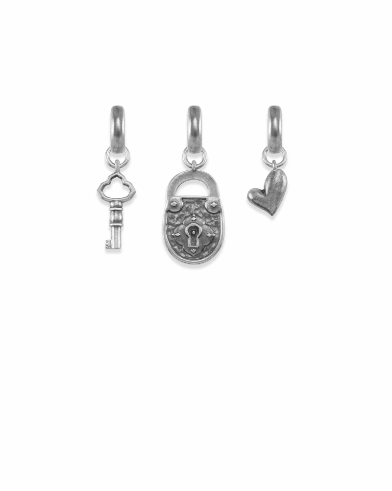 Key to My Heart Charm Set in Vintage Silver image number 0